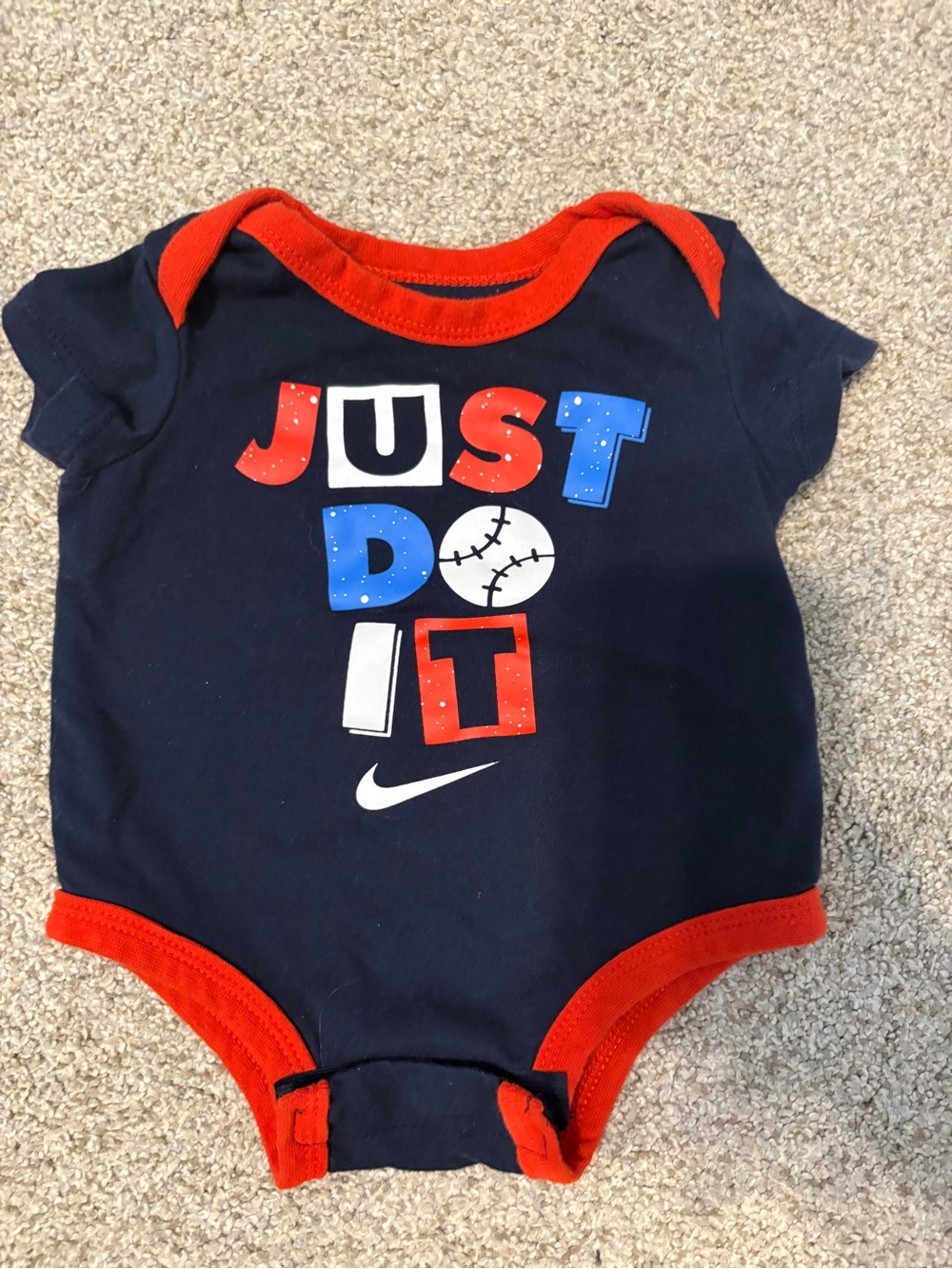 Nike newborn short sleeve onesie Baseball baby 3 months